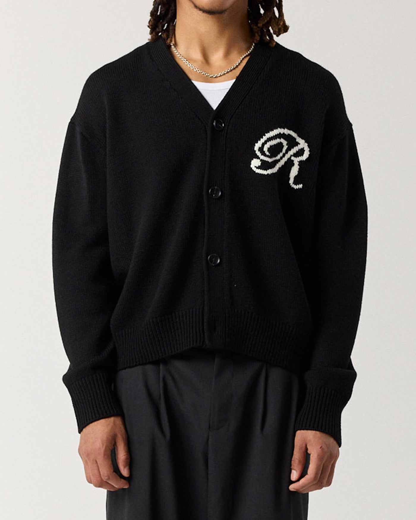 R Knit Cardigan - Black