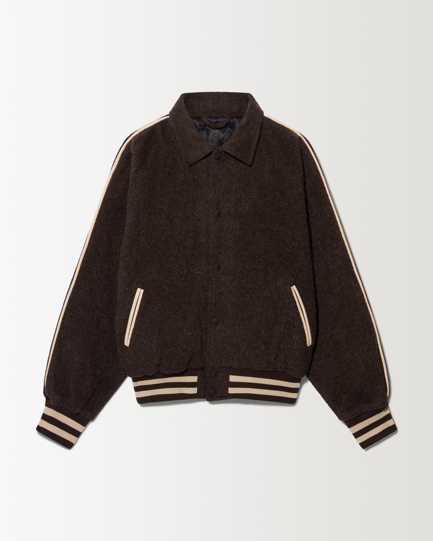 Wool Varsity Jacket - Mocha Brown