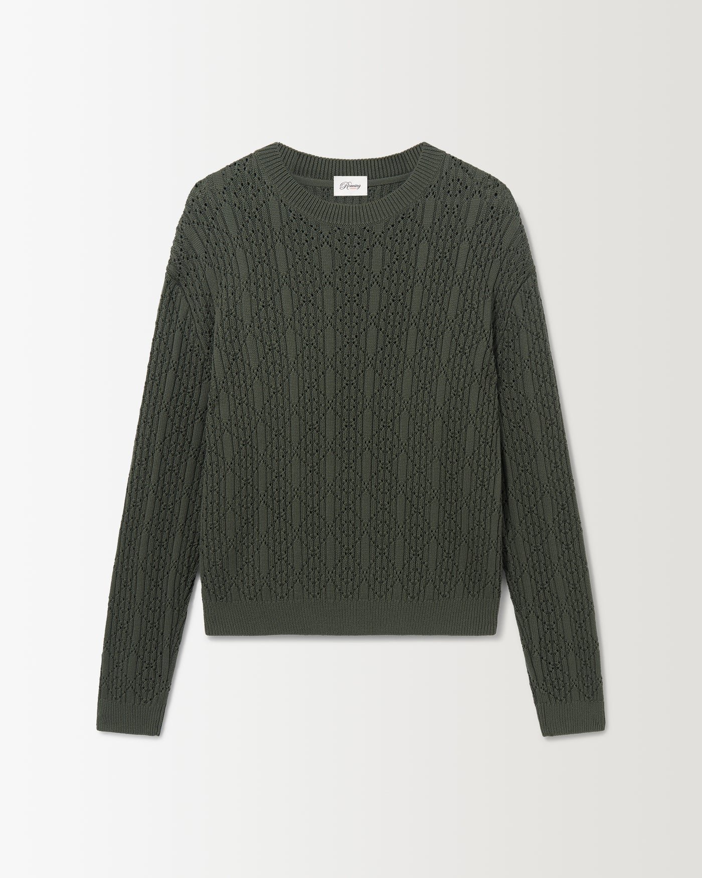 Diamond Knit Crewneck - Sage Green