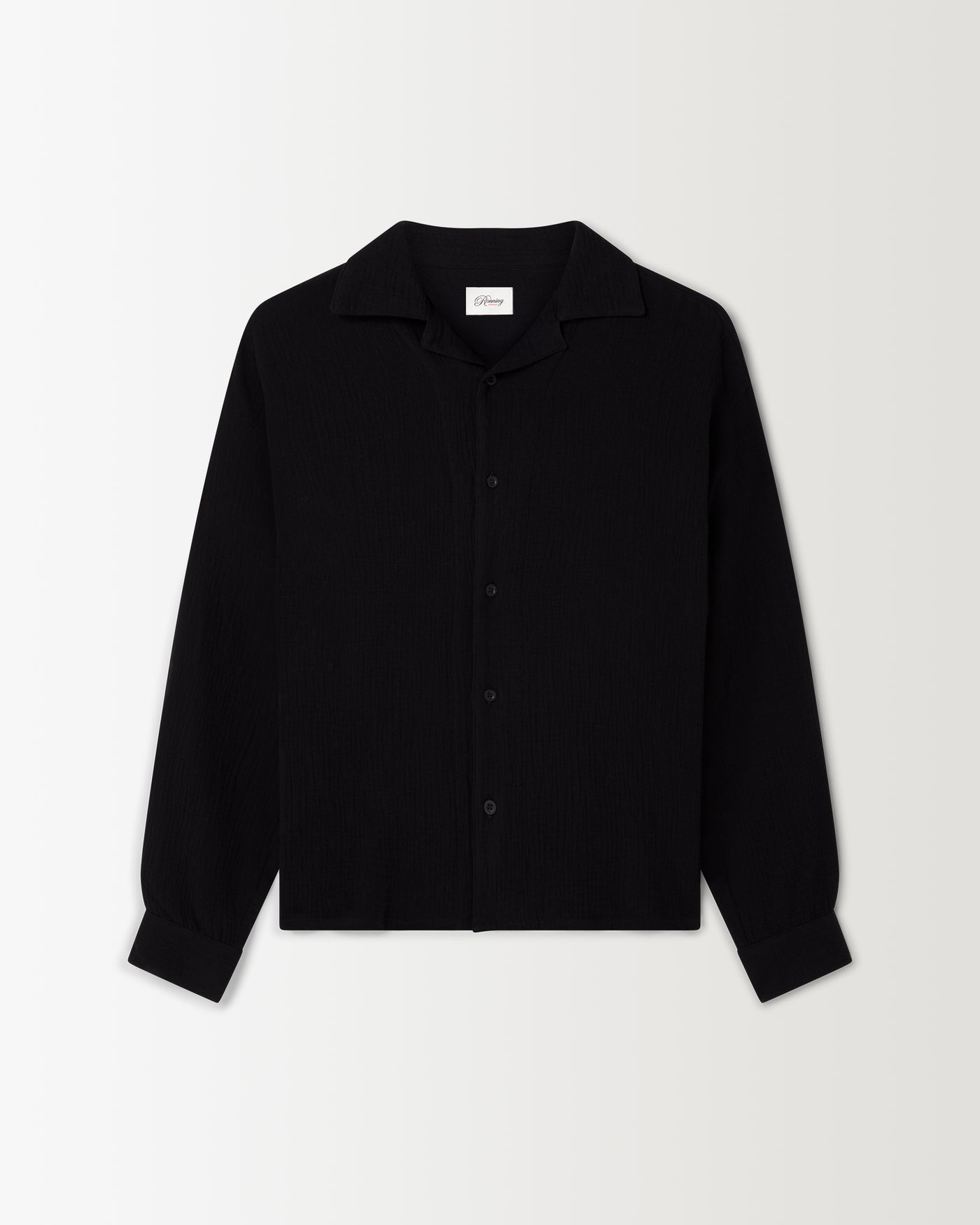 Long Sleeve Crinkle Shirt - Black