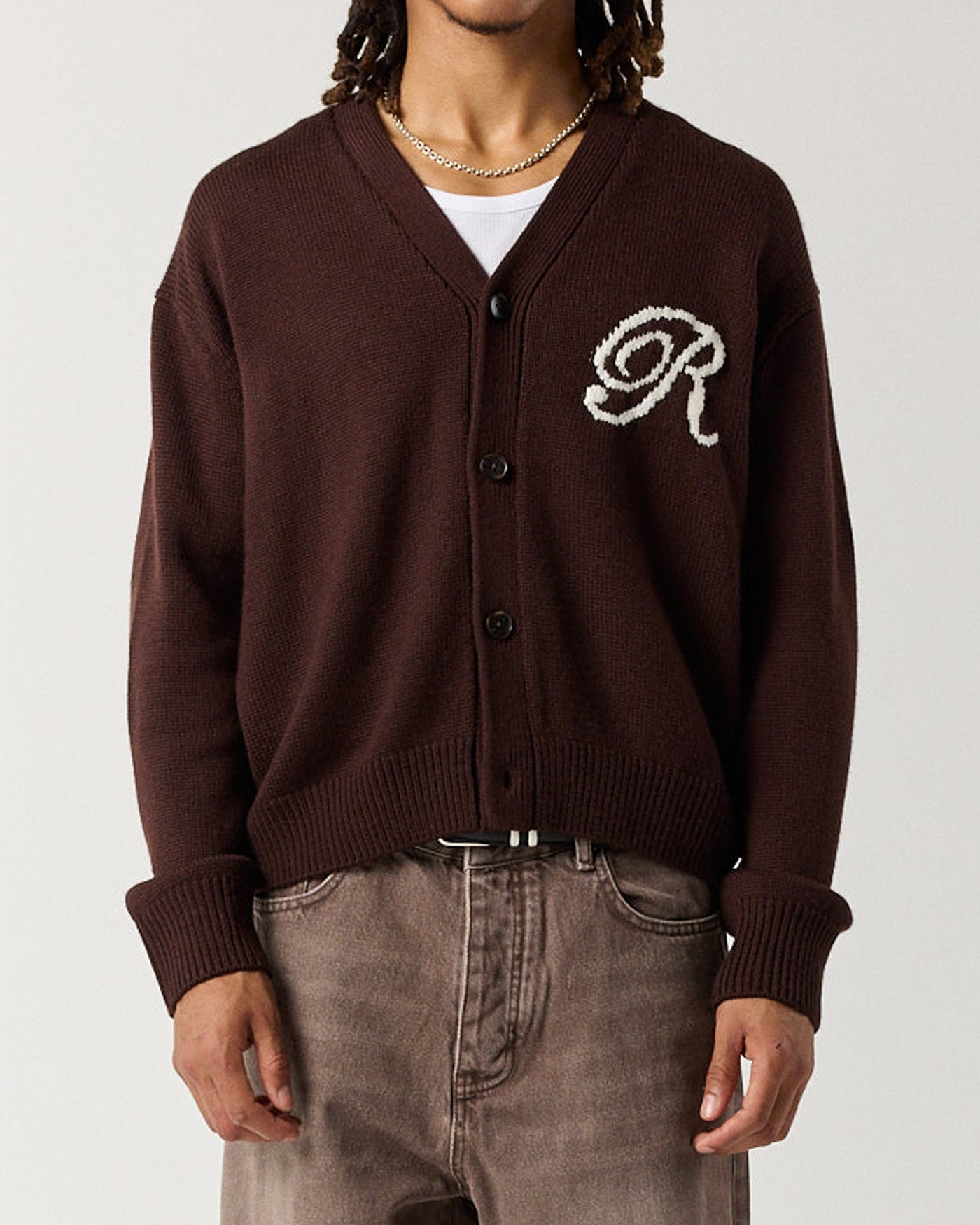 R Knit Cardigan - Mocha Brown