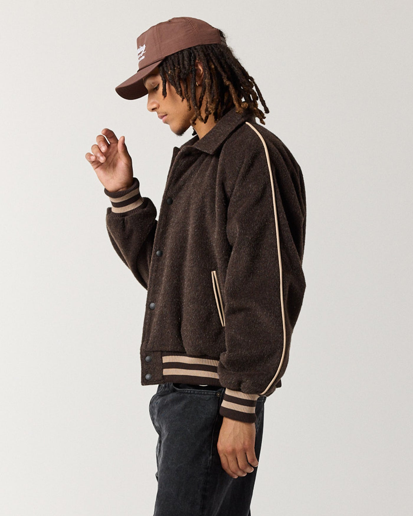 Wool Varsity Jacket - Mocha Brown