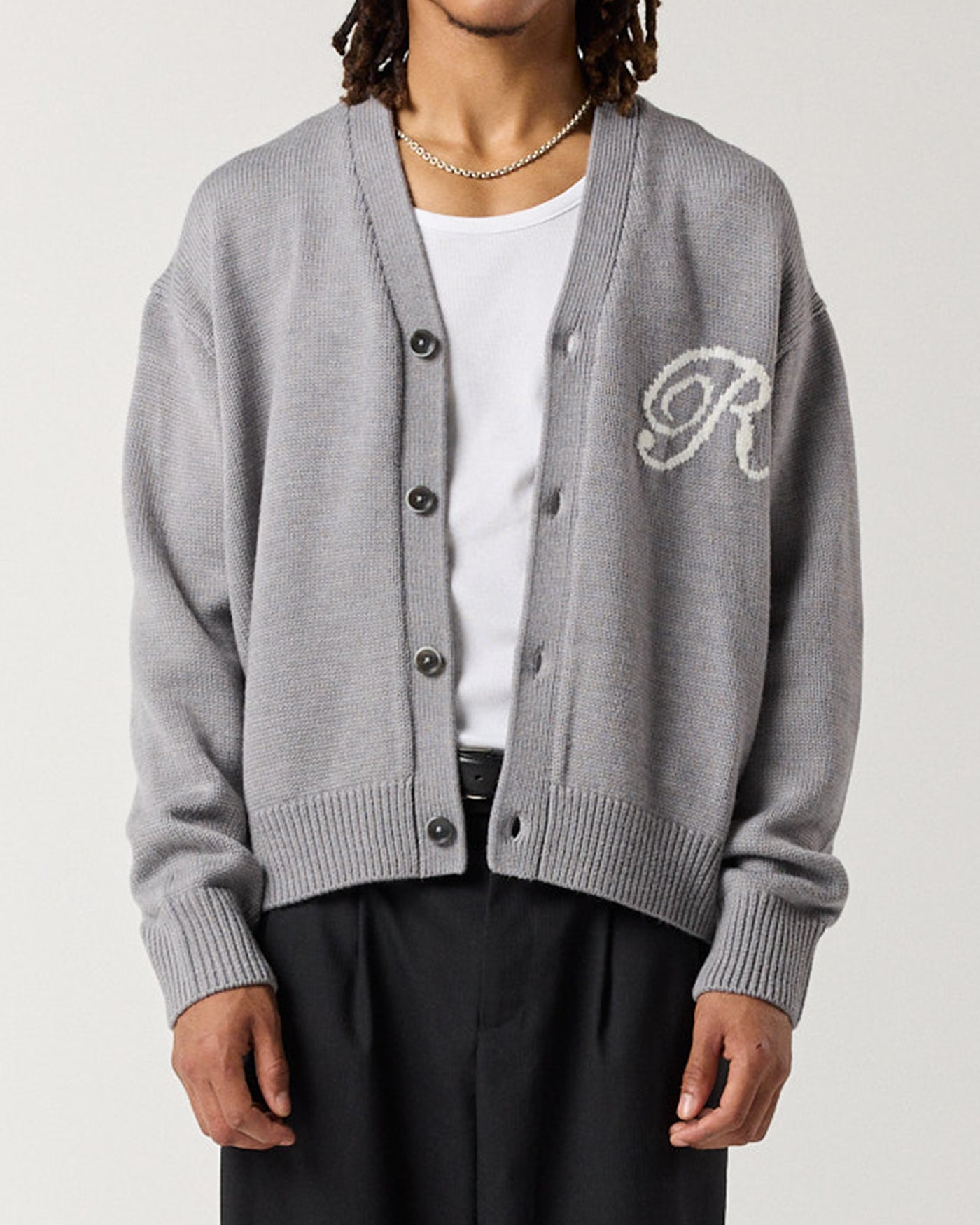 R Knit Cardigan - Grey