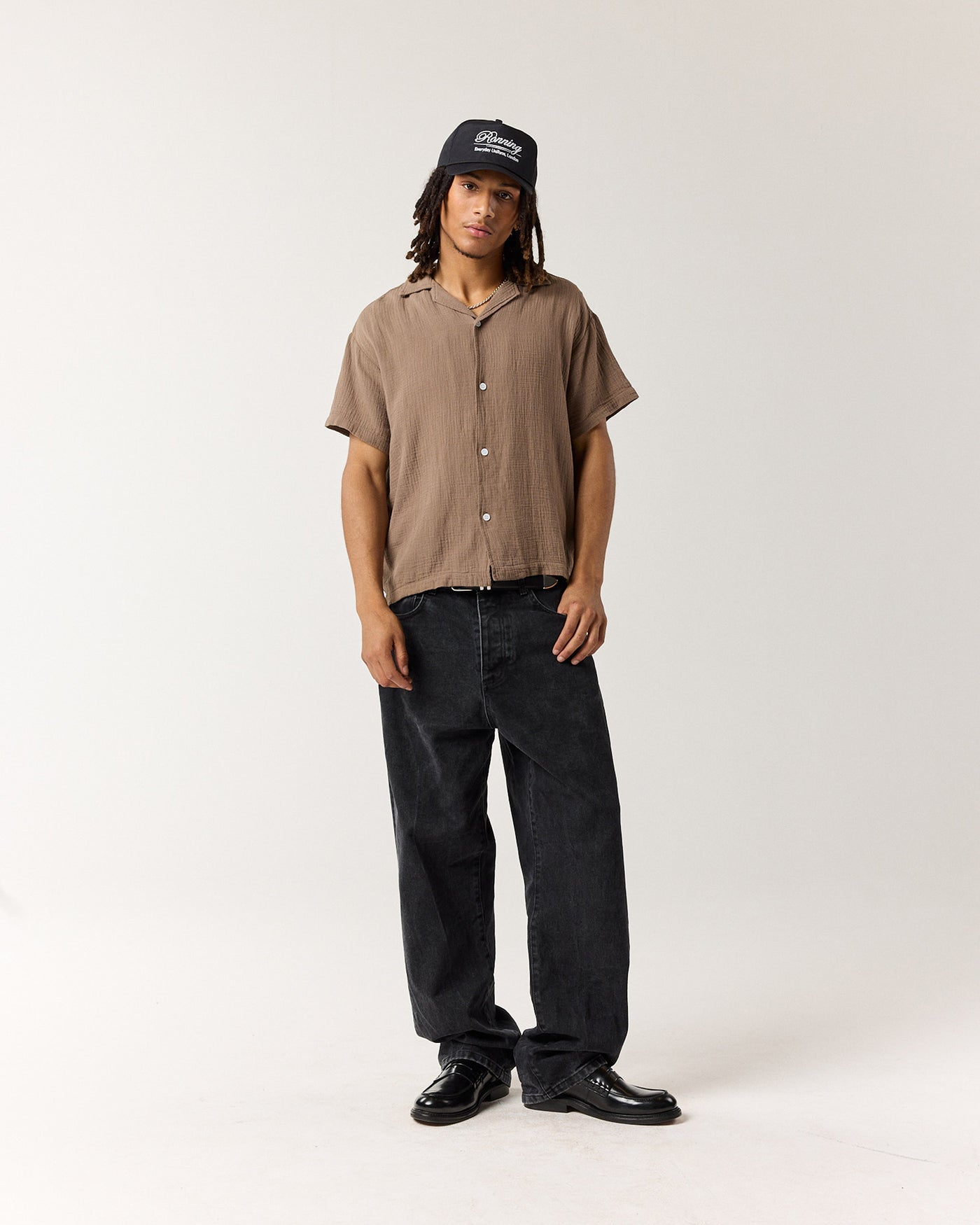 Short Sleeve Crinkle Shirt - Walnut