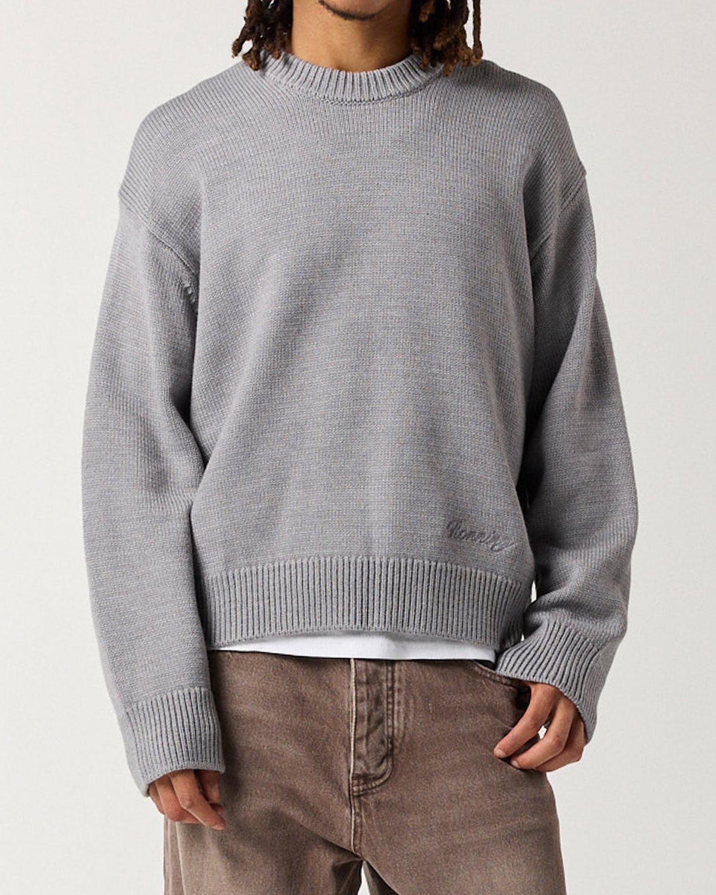 R Knit Sweater - Grey