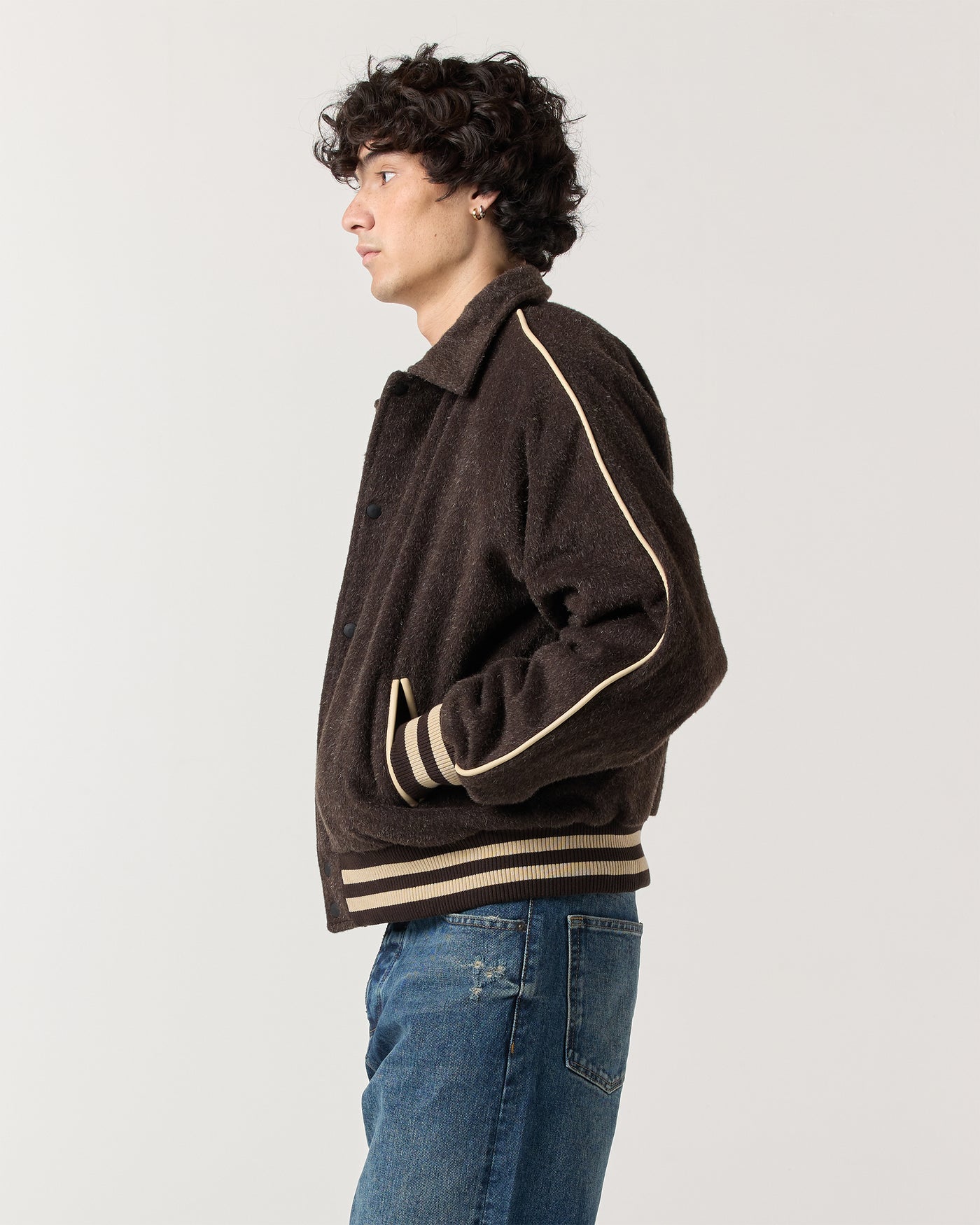 Wool Varsity Jacket - Mocha Brown