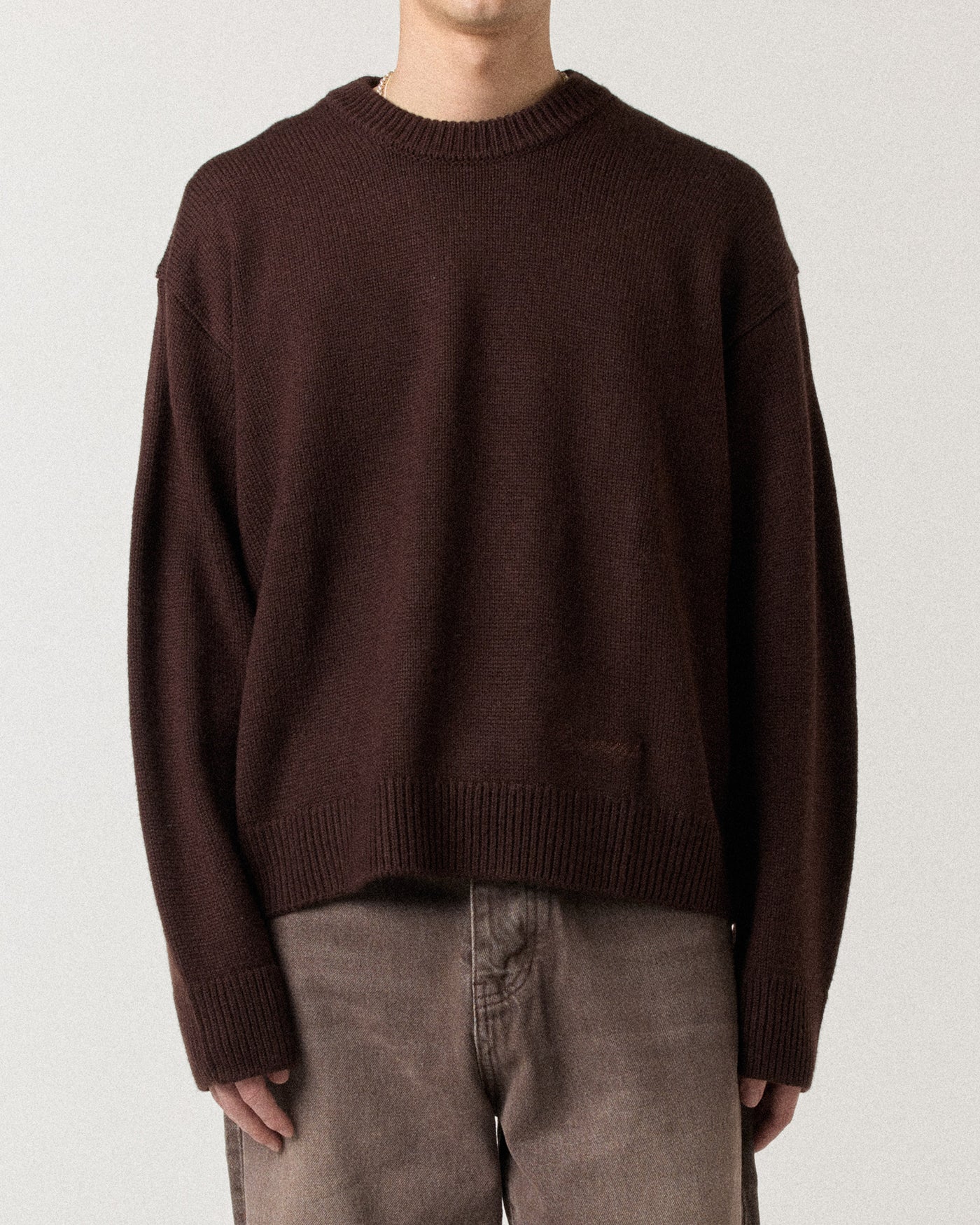 Merino Blend R Knit Sweater - Mocha Brown