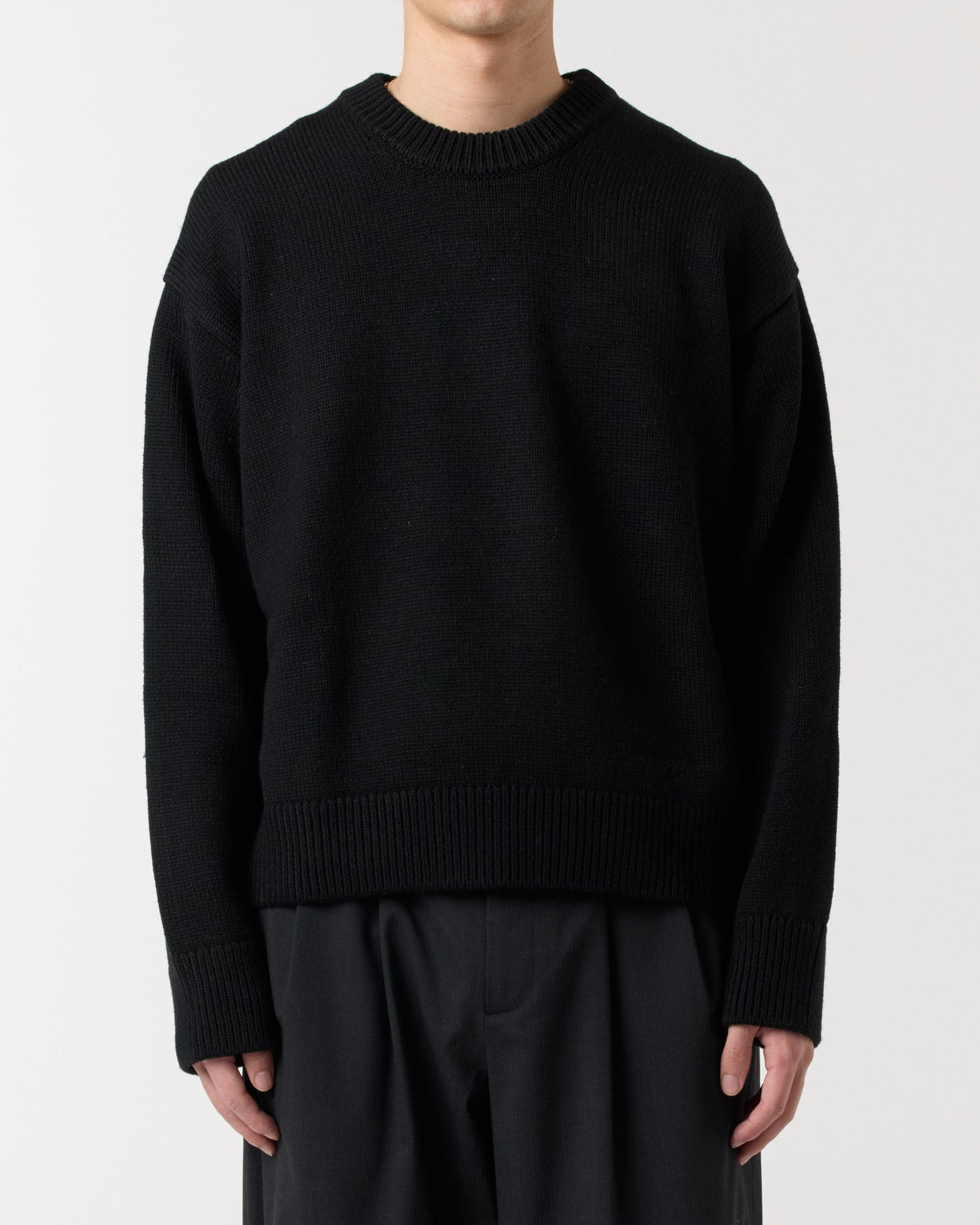 Merino Blend R Knit Sweater - Black