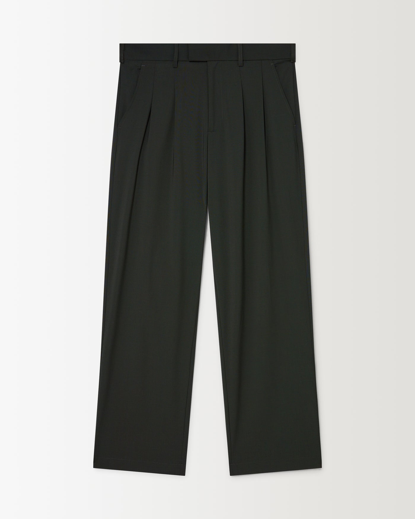 Wide Pleated Pant - Moss Green