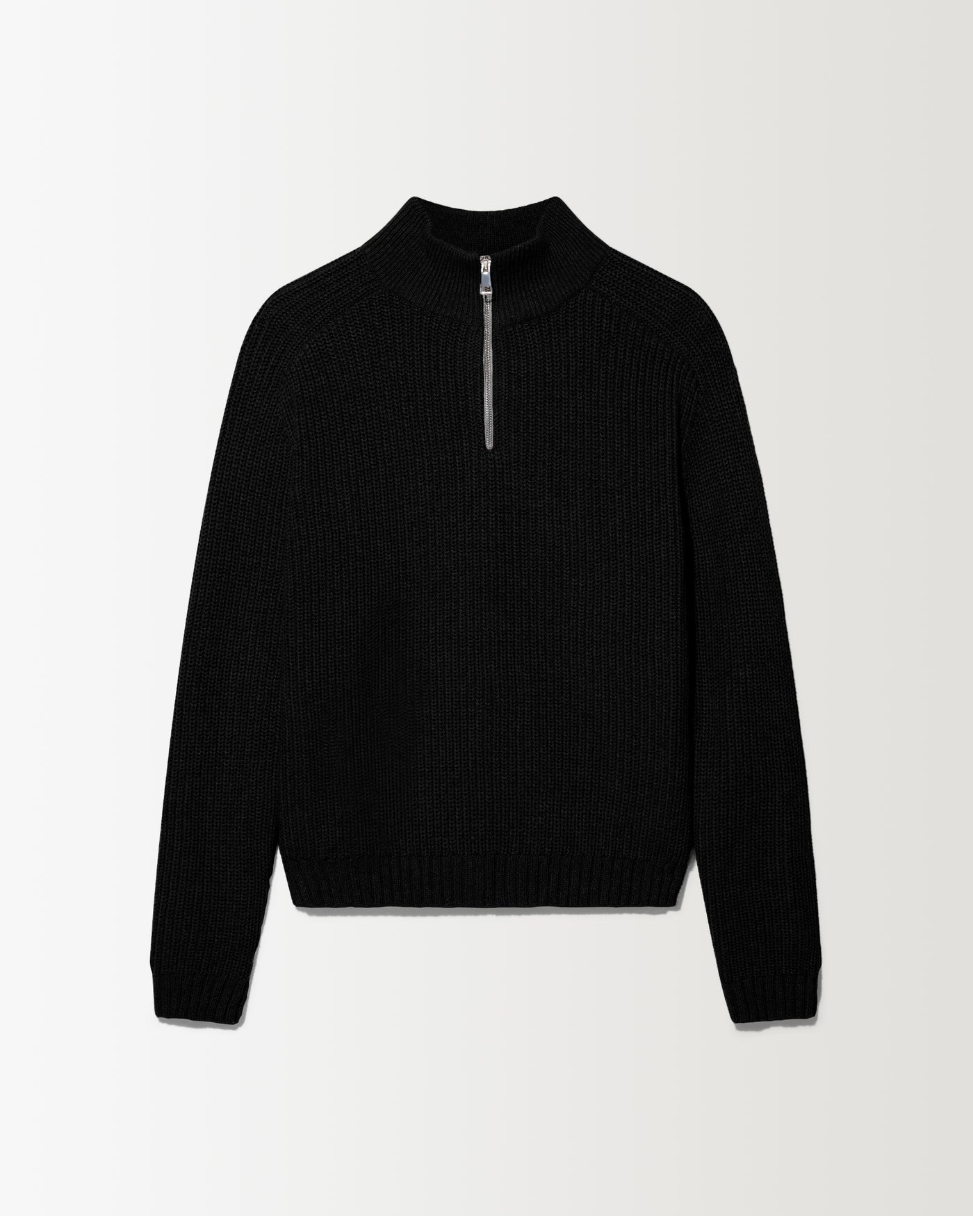 1/4 Zip Fisherman Sweater - Black