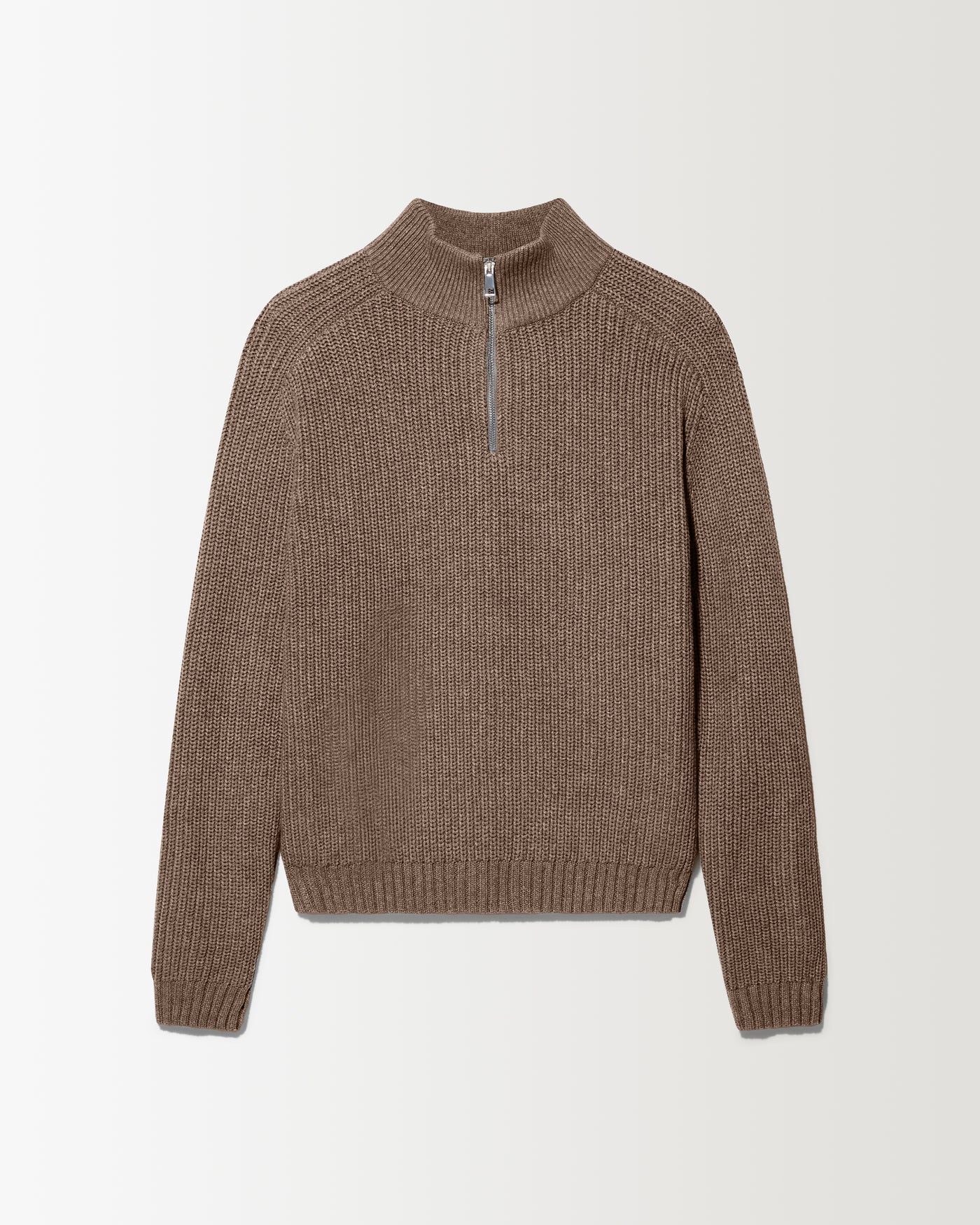 1/4 Zip Fisherman Sweater - Walnut